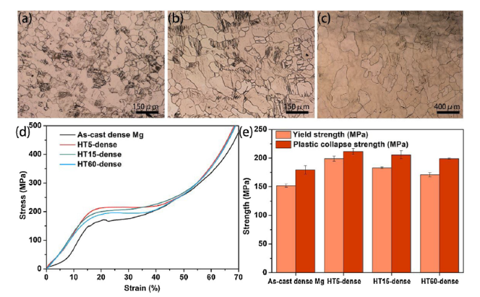 Effect of grain size on the mechanical properties of Mg foams